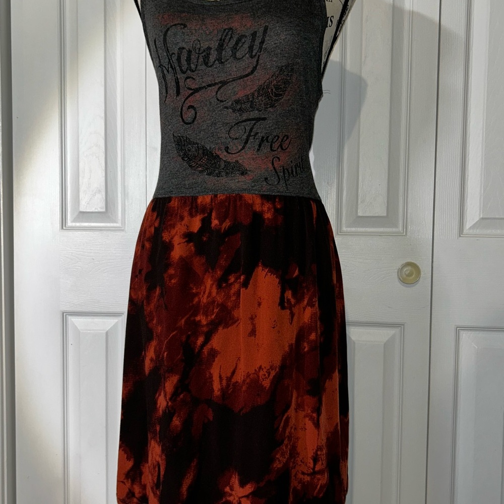 2017 Harley Davidson 🇯🇲 Gray,Red & Black Graphic Halter Dress